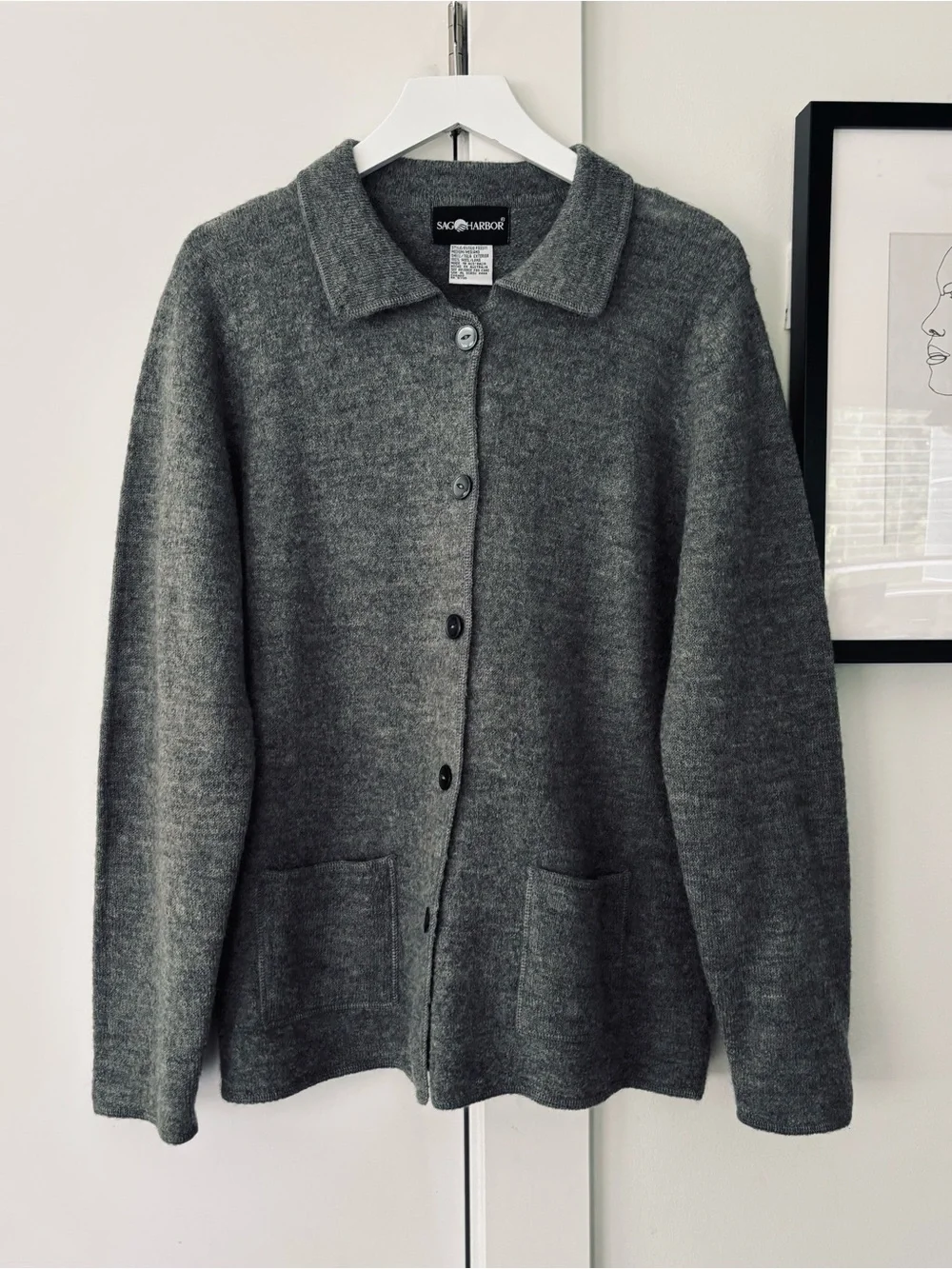 VTG Sag Harbor 100% Austrailian Wool Button Up Cardigan-Jacket women's medium